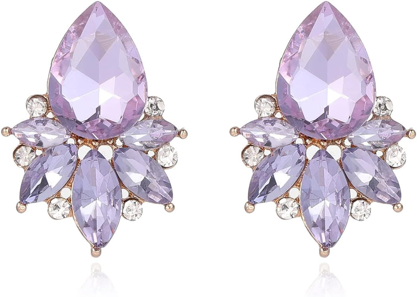 Vintage Rhinestone Earrings Fancy Crystal Cluster Drop Earrings Art Deco Earrings for Women Girls | Amazon (US)
