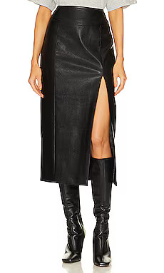 Bardot Dante Faux Leather Midi Skirt in Black from Revolve.com | Revolve Clothing (Global)