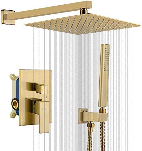 Iriber Champagne Bronze Rain Shower System with 12 Inch Shower Head and Handheld Bathroom Wall Mount | Amazon (US)