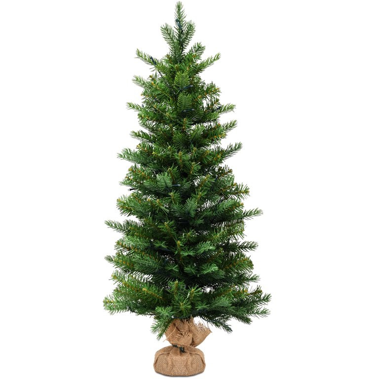 Costway 3Ft Pre-Lit Spruce Tabletop Christmas Tree Lights Timer - Walmart.com | Walmart (US)