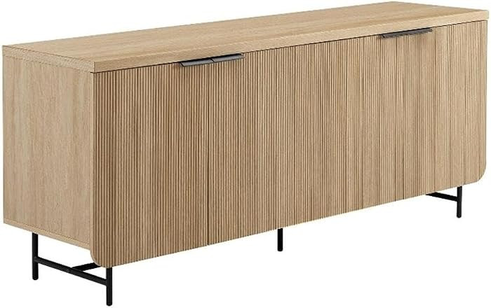 Walker Edison Reema Fluted 4-Door Kitchen Sideboard Buffet Console, 69 Inch, Coastal Oak | Amazon (US)