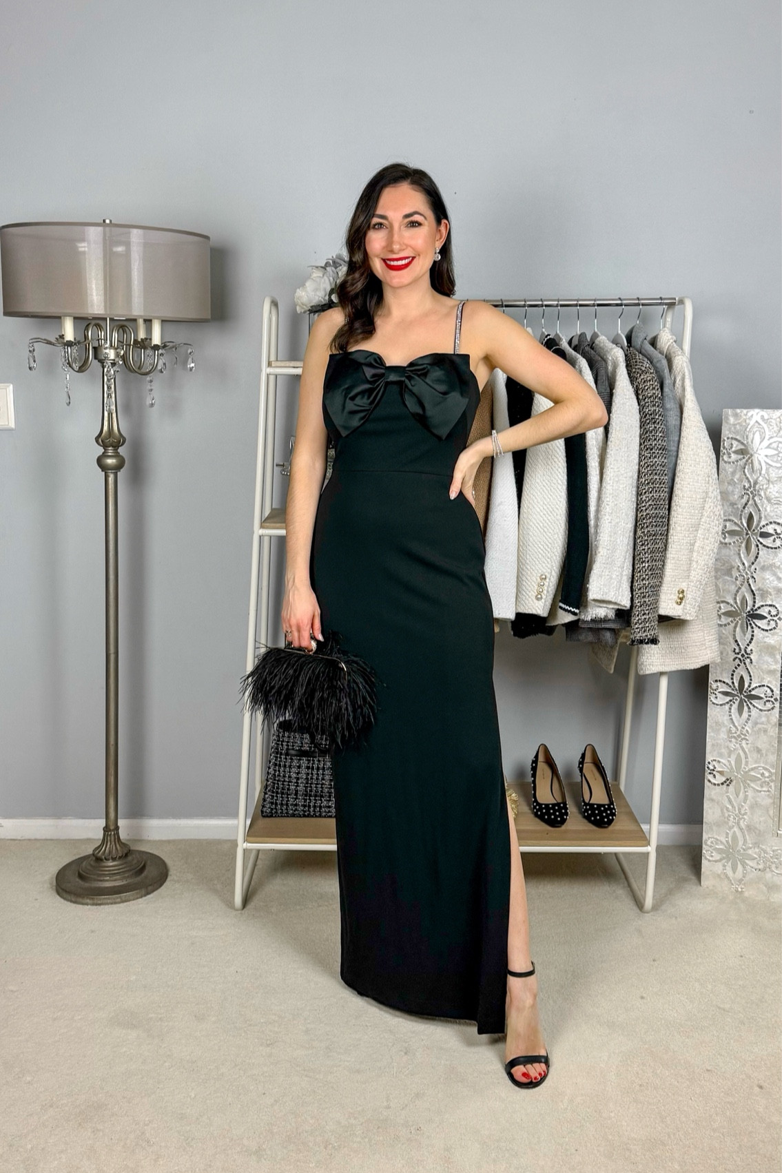 Wedding guest dress 🖤

Black bow front dress size 6, fits small size up
Feather bag 

NYE outfit 
Black tie 
Elegant outfit 
Chic dress
Bow dress 
Winter wedding 

#LTKHoliday #LTKParties #LTKWedding