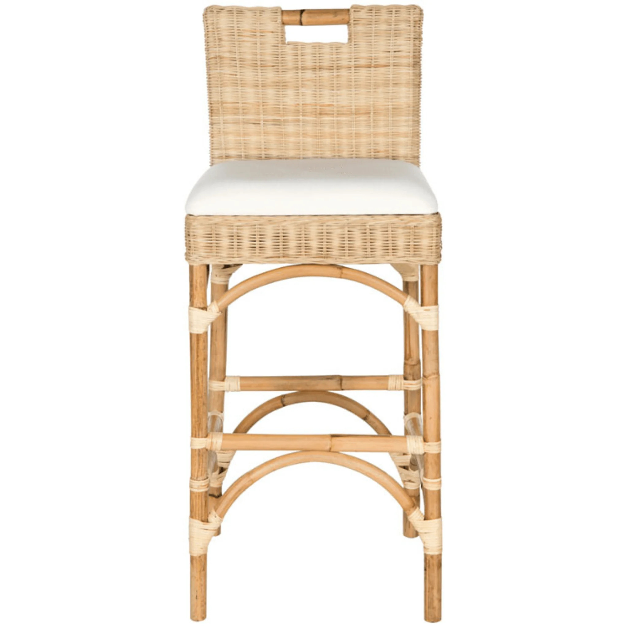 Contemporary Rattan Bar Stool in Natural | The Well Appointed House, LLC