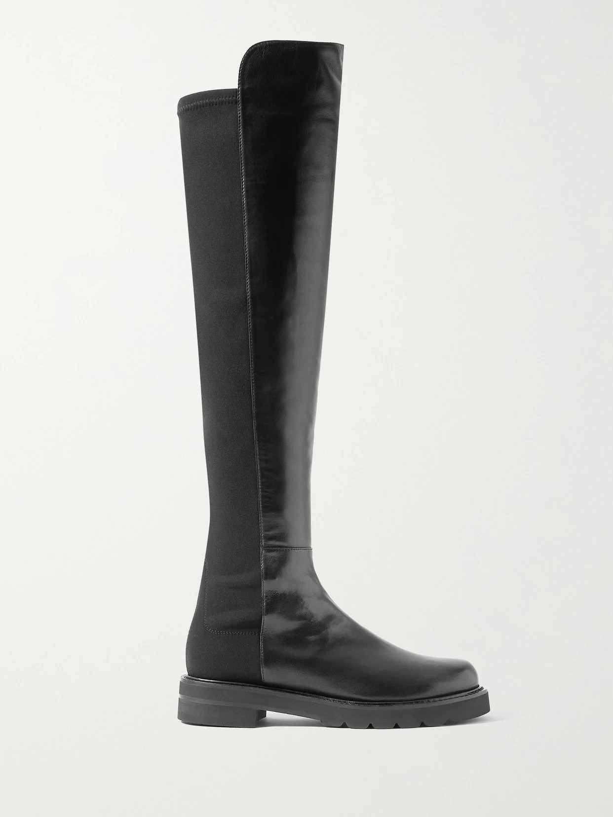 Stuart Weitzman - 5050 Lift Leather And Stretch Over-the-knee Boots - Black | NET-A-PORTER (US)