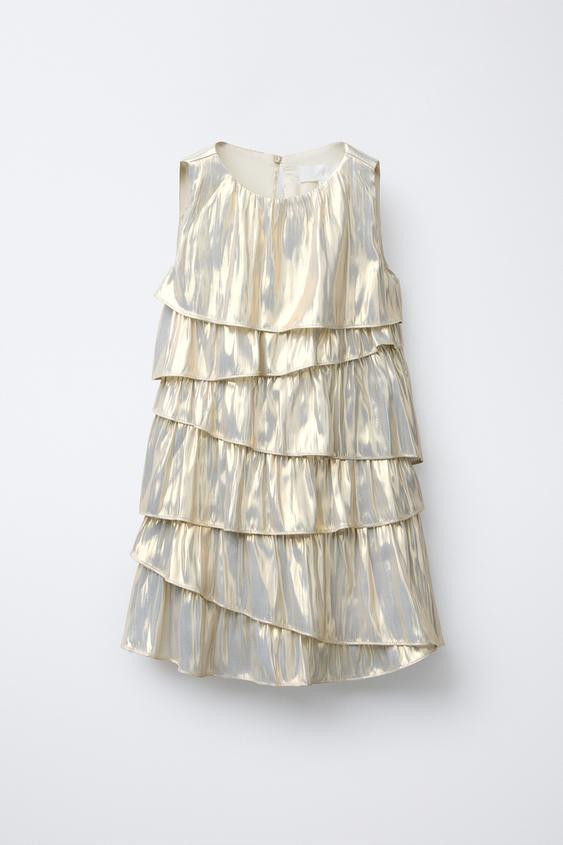 METALLIC EFFECT RUFFLED DRESS | Zara US