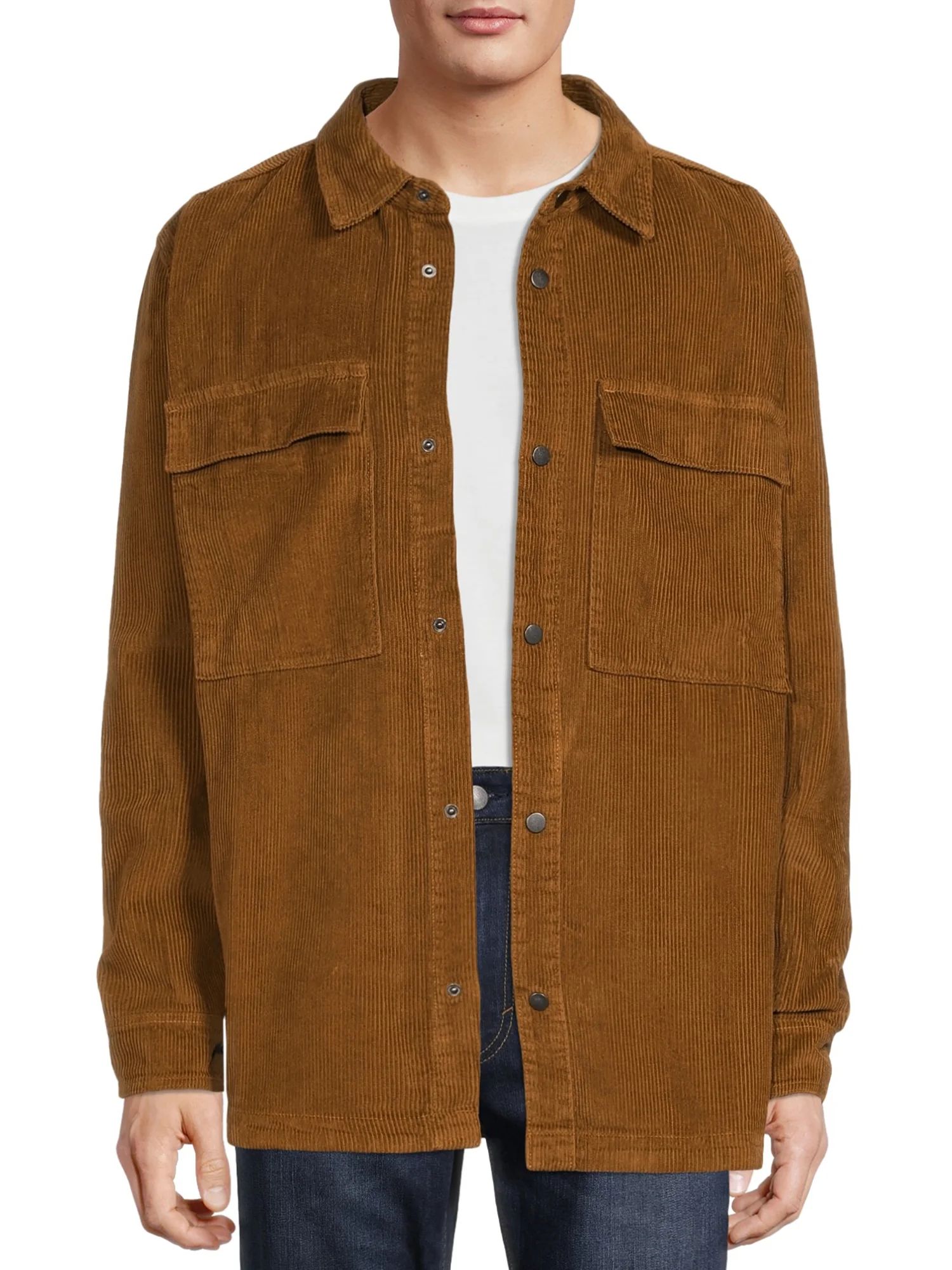 No Boundaries Men's and Big Men's Long Sleeve Corduroy Layering Shirt Jacket | Walmart (US)