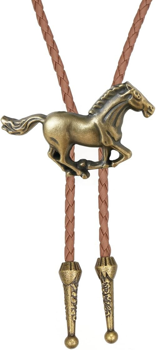Joxevyia Horse Bolo Tie Western Cowboy Necktie for Men Women Adjustable Brown Leather Cord Runnin... | Amazon (US)