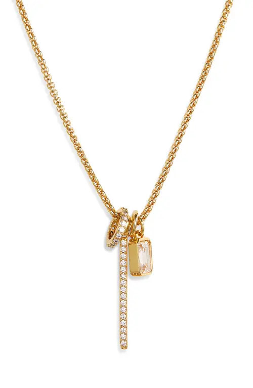 Nordstrom Pavé Charm Cluster Necklace in Clear- Gold at Nordstrom | Nordstrom
