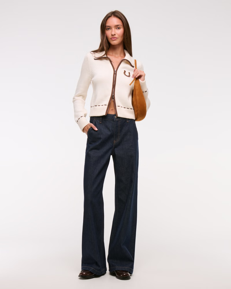 Women's High Rise Wide Leg Trouser Jean | Women's Bottoms | Abercrombie.com | Abercrombie & Fitch (US)