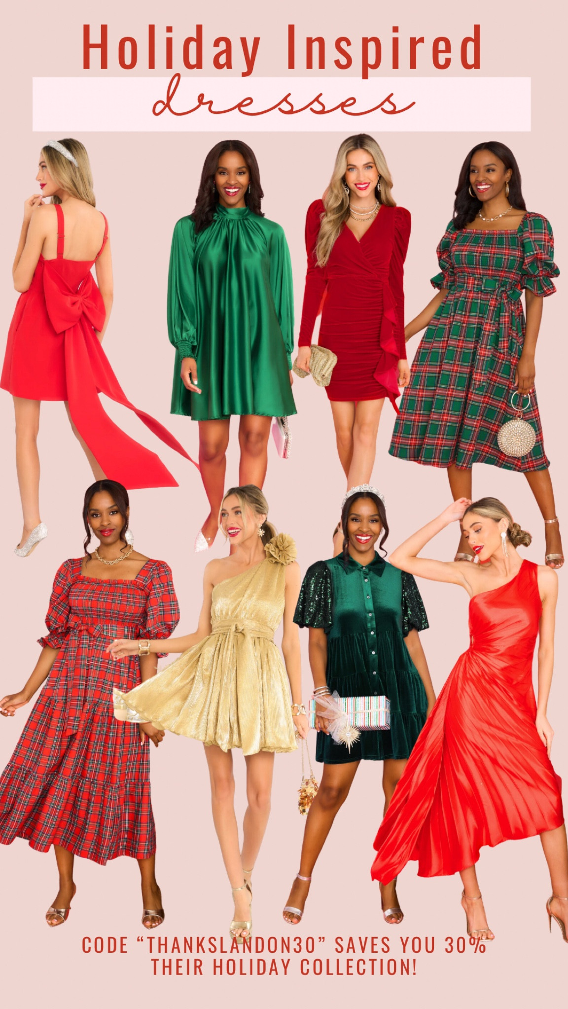 Holiday inspired dresses 🎄 My favorite thing to wear during the holidays is a festive dress! Code “THANKSLANDON30” save you 30% off! 

Family Christmas photos, Christmas photos, Christmas photo outfits, family Christmas outfits, sequins, silver dress, Christmas outfit, heels, Christmas outfit Inso, date night style, date night fashion, holiday style, holiday outfits, festive style, holiday fashion, family Christmas photo fashion, green sweater, thanksgiving outfit inspo, thanksgiving outfit idea, green dress, gold dress, red dress, plaid dress, festive dress, bow dress, velvet dresss

#LTKstyletip #LTKSeasonal #LTKHoliday