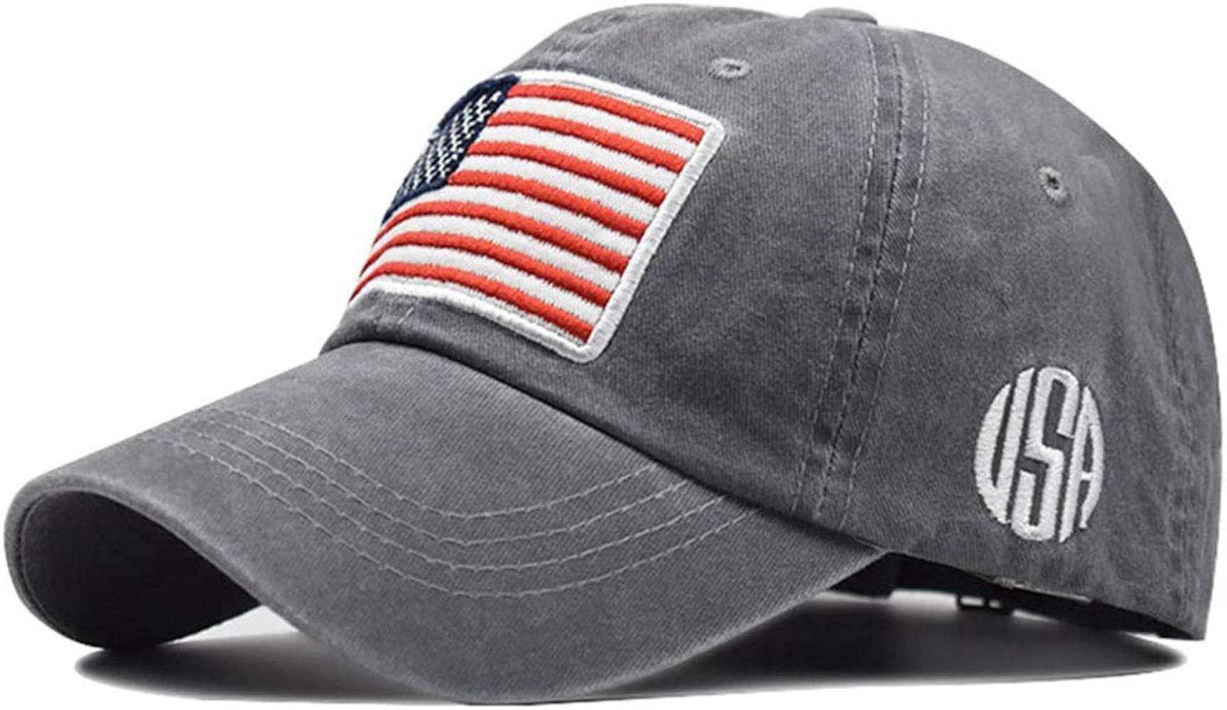 Men's American-Flag Baseball-Cap Embroidery - Washed Adjustable US Dad Hat for Women | Amazon (US)