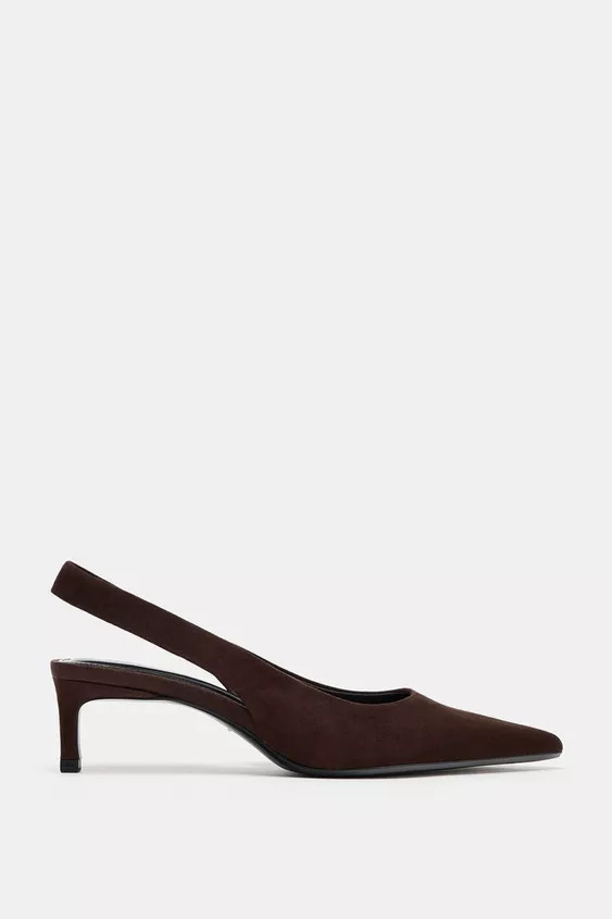 SUEDE KITTEN HEEL SLINGBACKS | Zara US