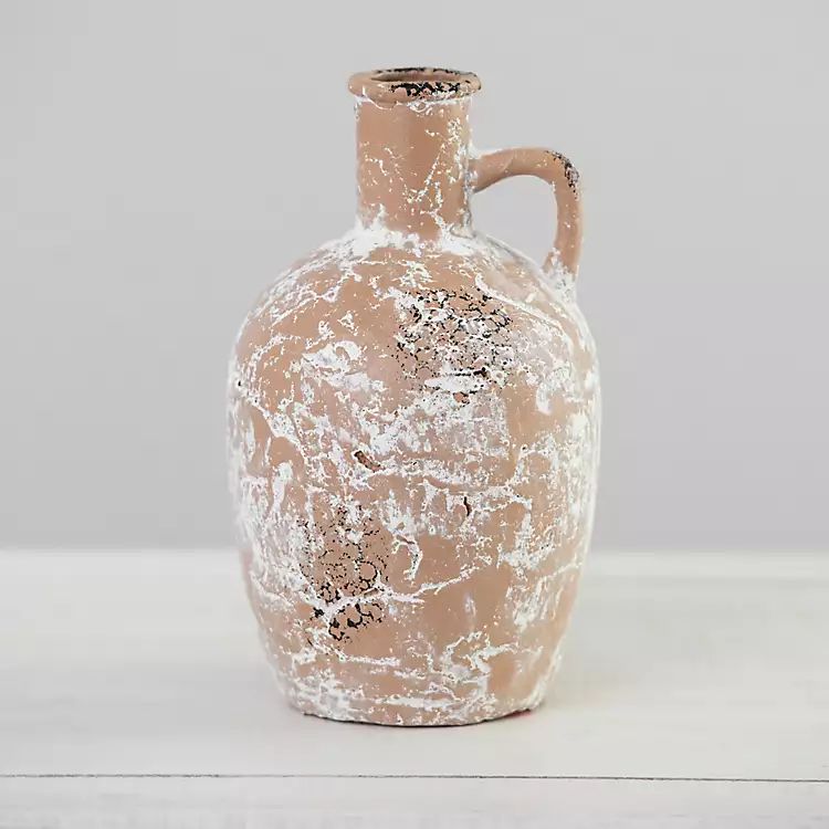 Antiqued White Earthenware Jug Vase | Kirkland's Home