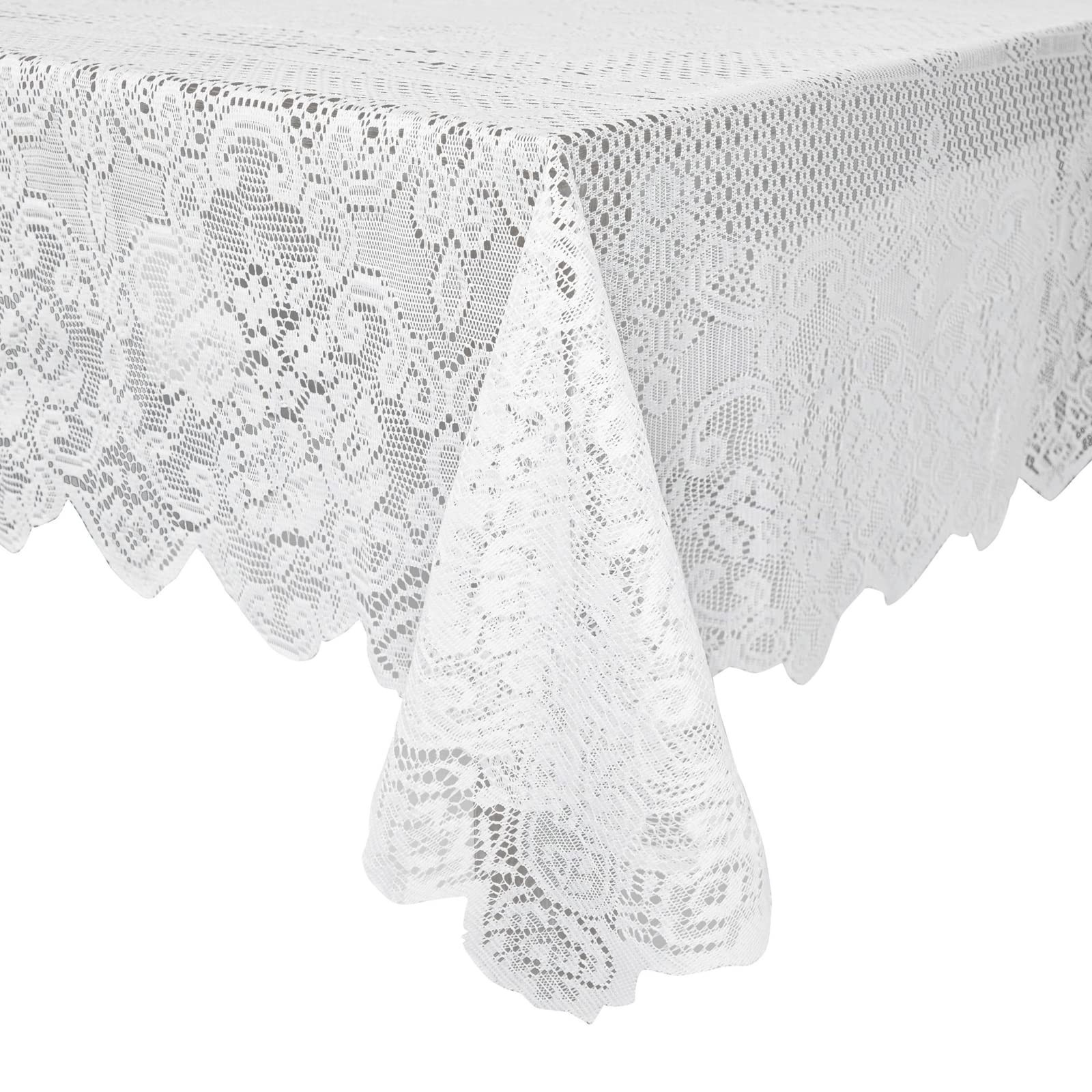 Juvale White Lace Tablecloth for Rectangular Tables, Vintage Style Wedding Table Cloths for Recep... | Amazon (US)