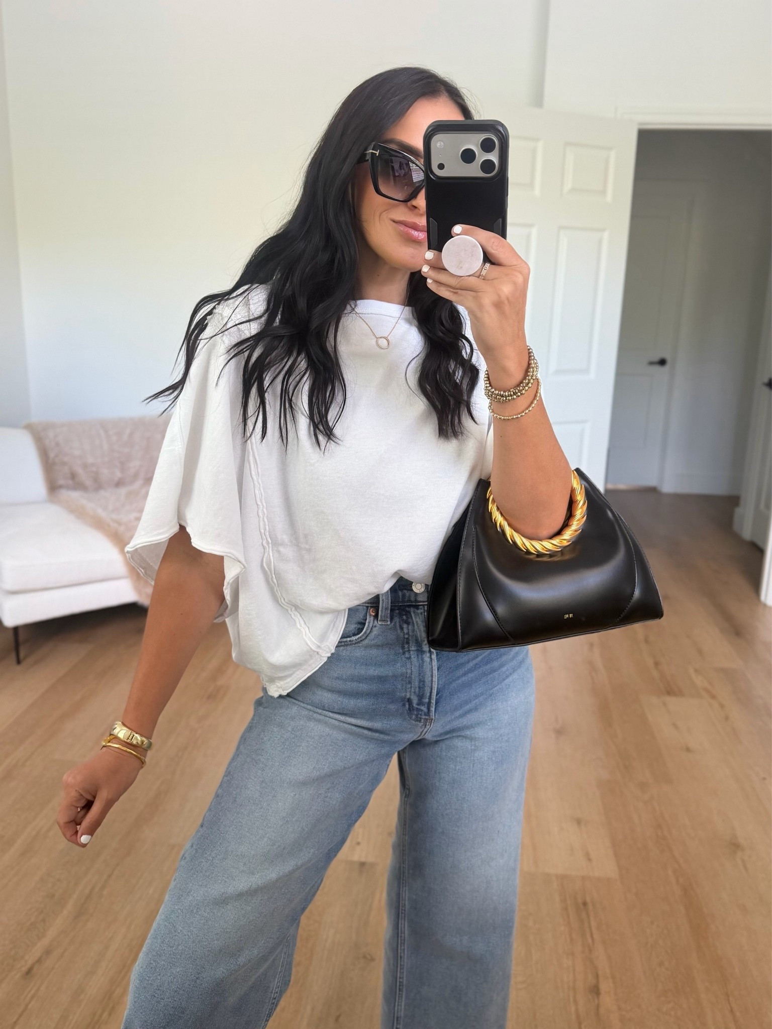 Free people we the free next level white tee wearing size small. Pistola jeans wearing size 27