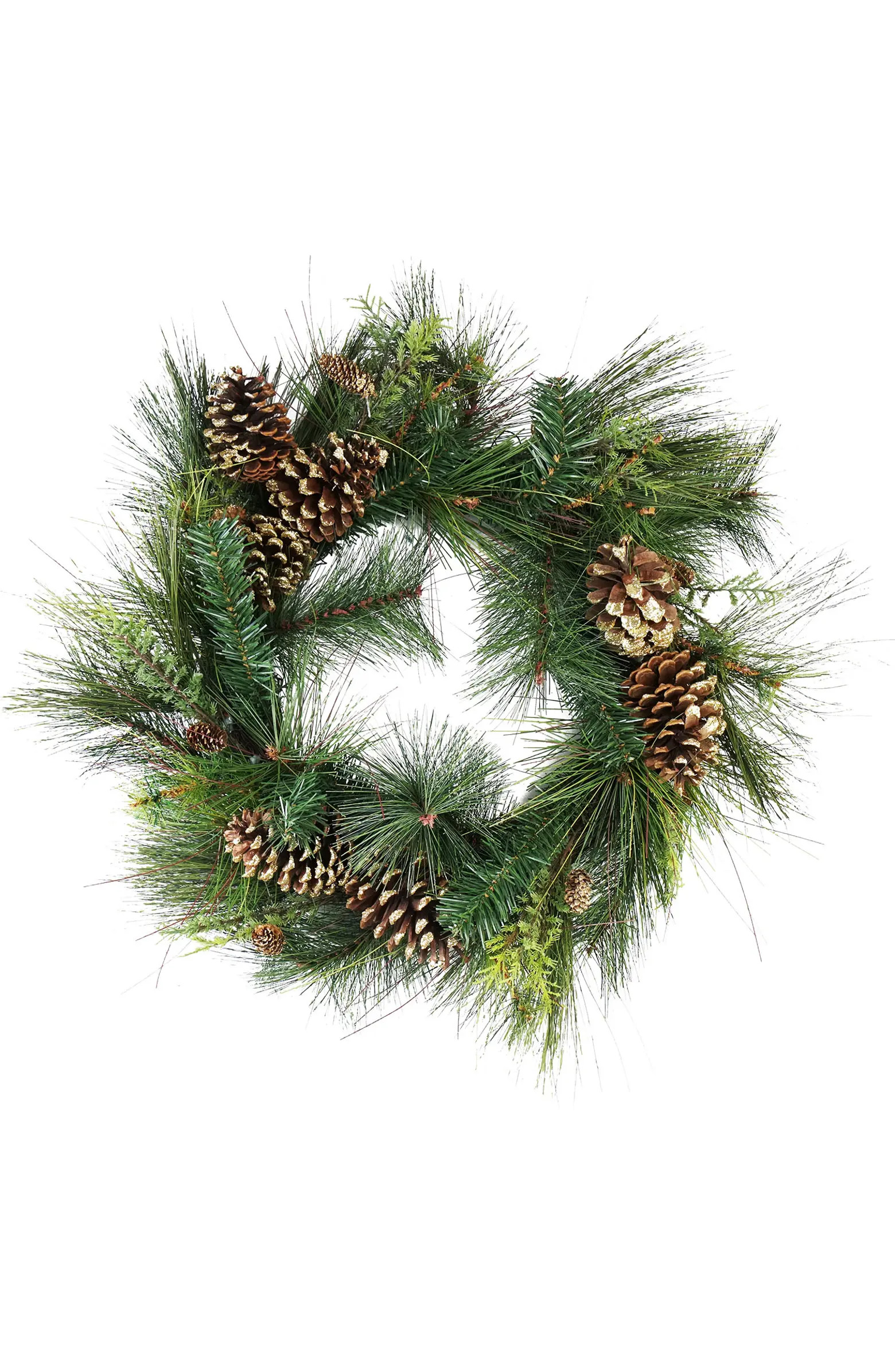 Northlight 30" Artificial Mixed Pine with Pine Cones and Gold Glitter Christmas Wreath - Unlit | ... | Nordstrom