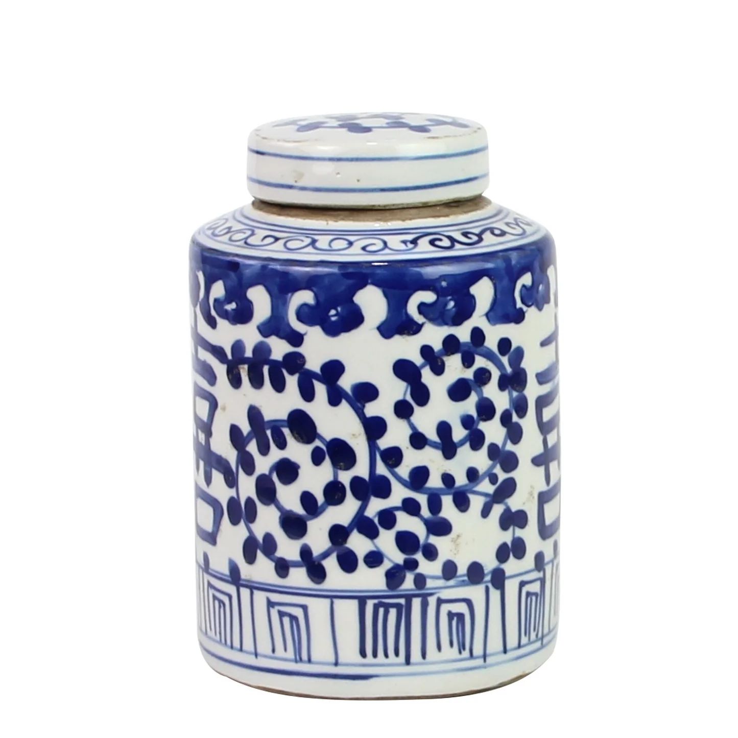 Blue And White Mini Tea Jar Double Happiness | Dashing Trappings