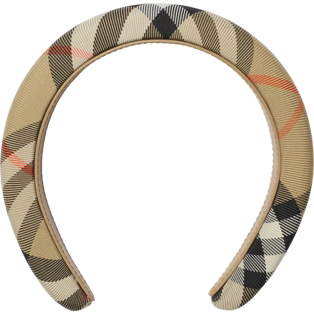 burberry Check Nylon Headband in Sand at Nordstrom | Nordstrom
