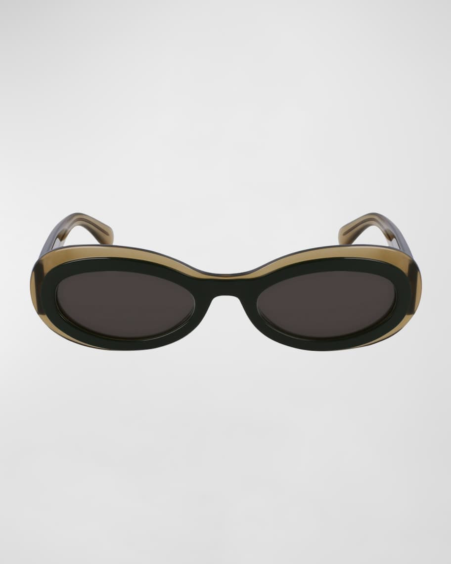 Ferragamo Classic Logo Acetate Oval Sunglasses | Neiman Marcus