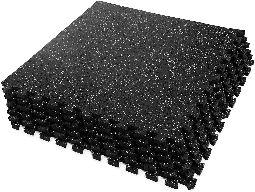 SUPERJARE 0.4 Inch Gym Flooring for Home Gym, 6 Tiles Gym Floor Mat with Heavy Duty Rubber Top, I... | Amazon (US)