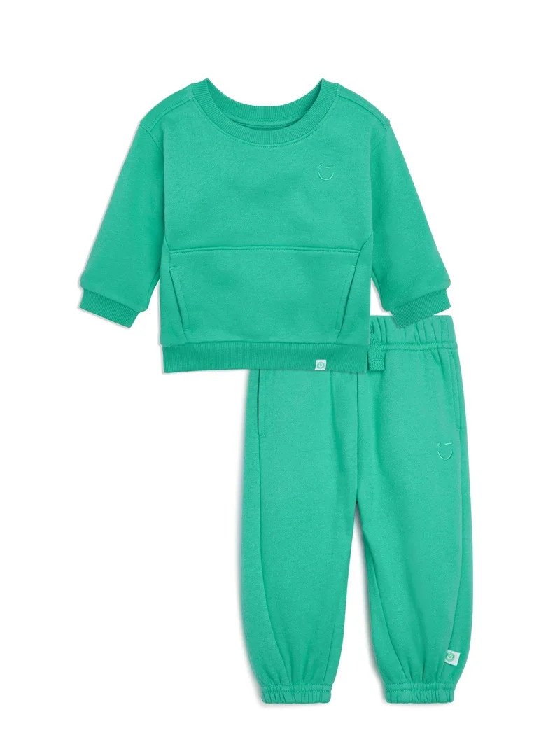 Color Mix by Garanimals Baby Butter Fleece Sweatshirt & Jogger Outfit Set, Sizes 6-24 Months | Walmart (US)