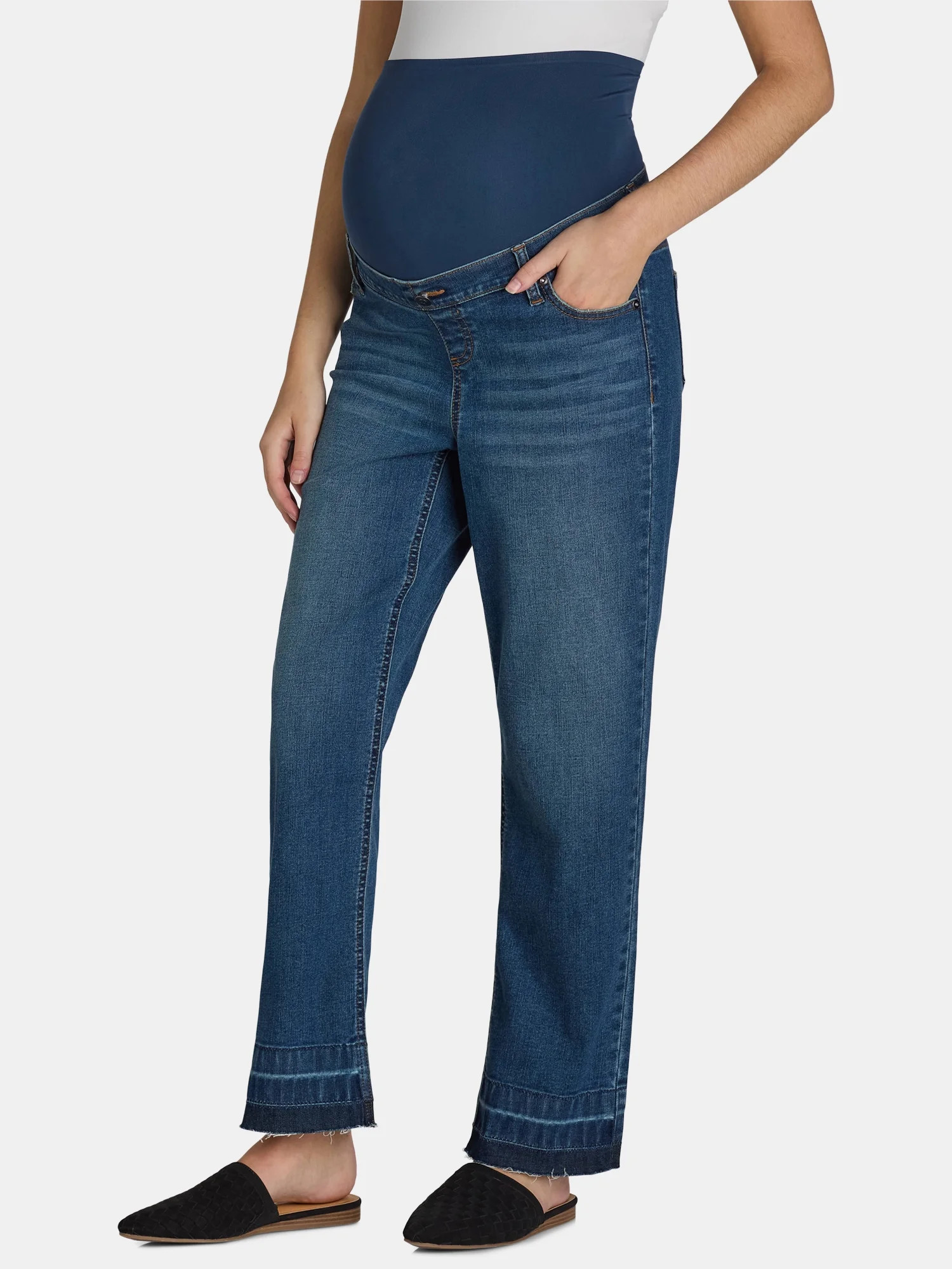 Time and Tru Women's Maternity Straight Leg Jeans, 27" Inseam, Sizes S-XXL | Walmart (US)