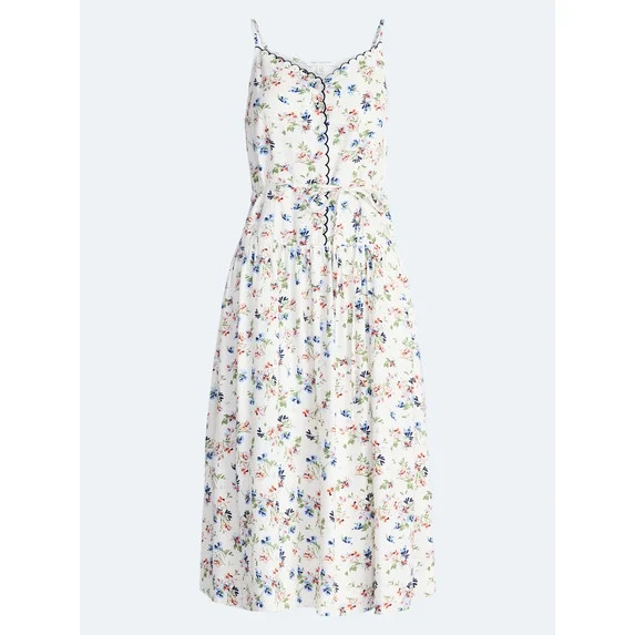 Free Assembly Women's Linen Blend Sleeveless Belted Midi Dress, Sizes XS-XXL | Walmart (US)
