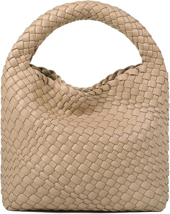 Woven Bags For Women Fashion Plain Weave Mini Purse Zipper Closure Shoulder Purses Tote Bags Clut... | Amazon (US)
