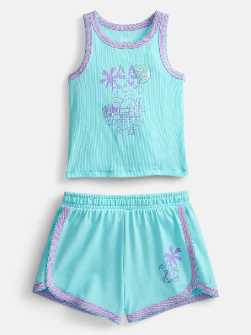 Bluey Girls Graphic Tank Top and Matching Shorts Set, 2-Piece, Sizes 4-16 | Walmart (US)