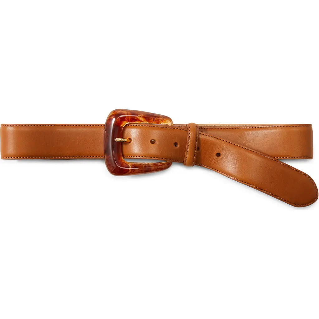 Veronica Beard Resin Buckle Leather Belt in Hazelwood at Nordstrom, Size Large | Nordstrom