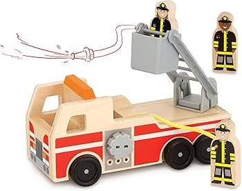 Melissa & Doug Wooden Fire Truck With 3 Firefighter Play Figures - Fire Truck Toys For Kids, Todd... | Amazon (US)