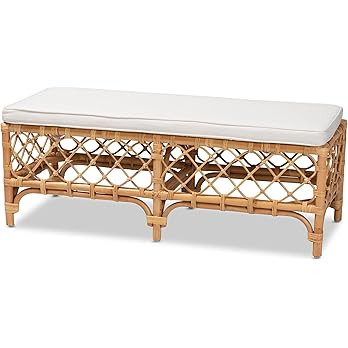 Baxton Studio Orchard Benches & Banquettes, White/Natural Brown, 48 x 18.13 x 18.25 | Amazon (US)