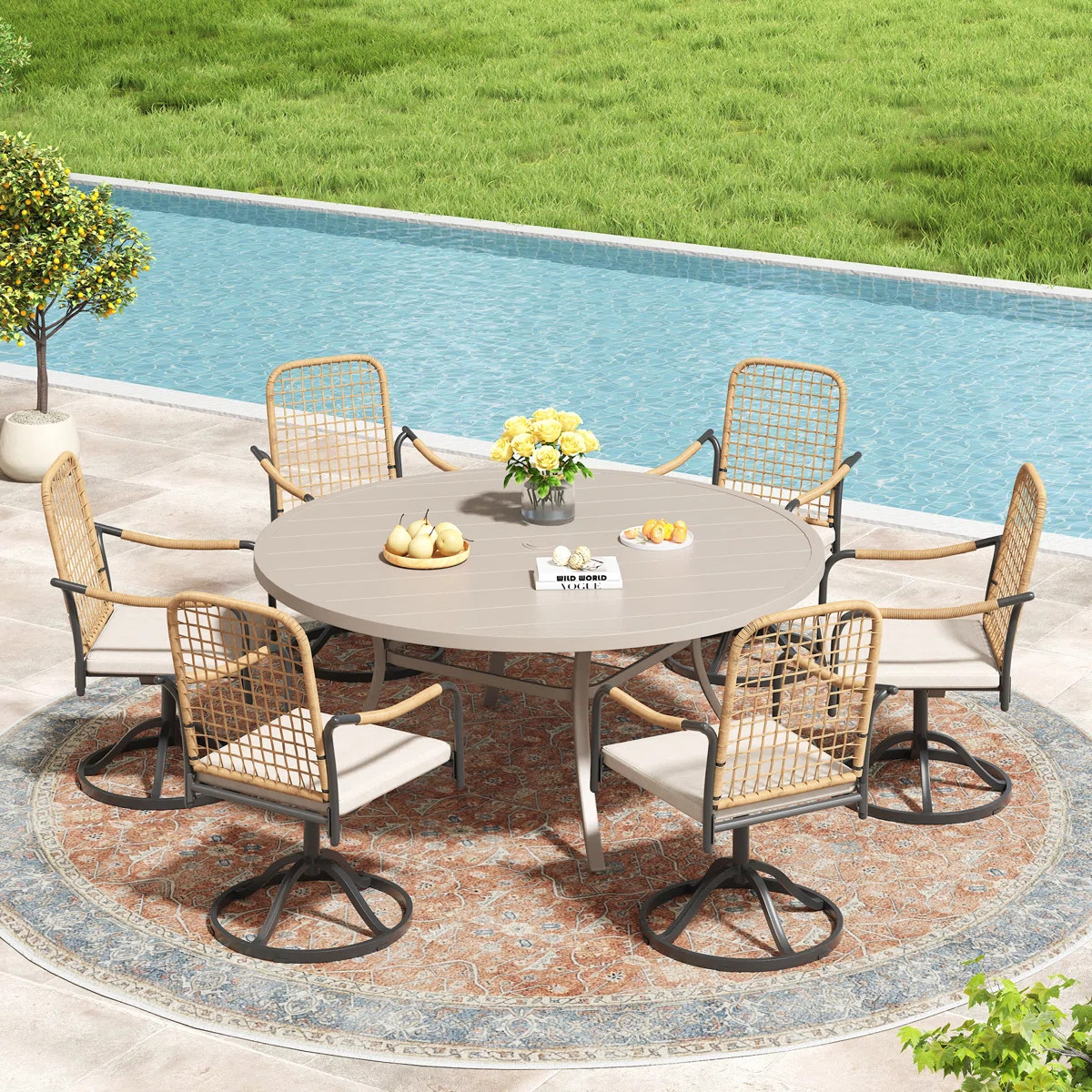 Combine style and functionality in your outdoor space with this complete 6-person dining set, des... | Wayfair North America