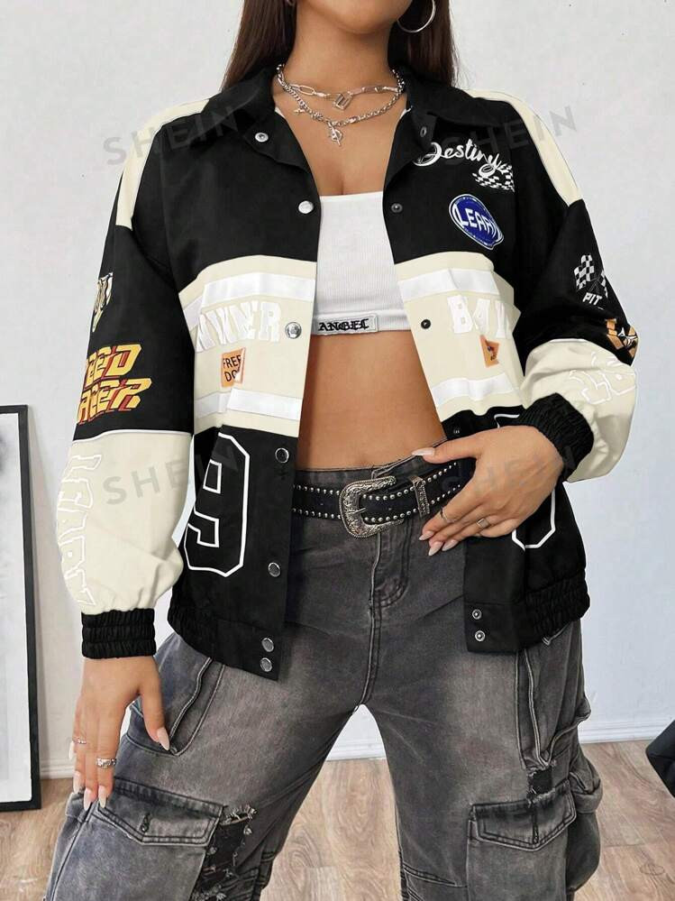 SHEIN MOOSTA Plus Size Minimalist Fashion Casual Jacket For Daily Wear | SHEIN