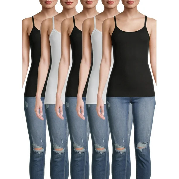 No Boundaries Juniors' Ribbed Cami Top, 5-Pack - Walmart.com | Walmart (US)