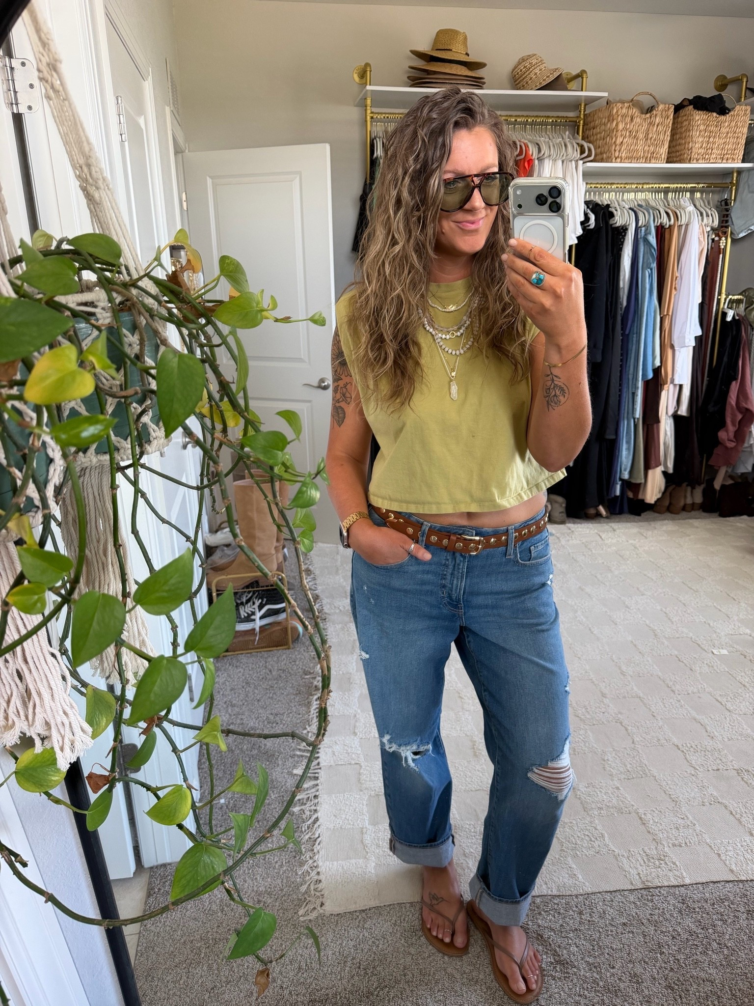 Medium top, 12 tall jeans (sized up for a baggier fit)

#LTKTall #LTKOver40 #LTKootd