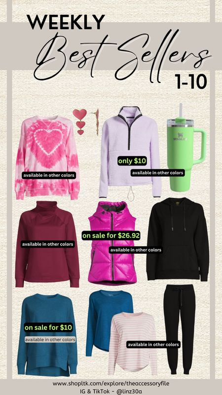 This past week’s top 10 best sellers!

Valentine’s Day sweatshirt, Valentine’s Day outfit, graphic sweatshirt, plush pullover, Stanley tumbler, Stanley cup, Stanley quencher, Valentine’s Day earrings, mock neck athleisure top, hooded puffer vest, super soft side slit viral Walmart hoodie and joggers, viral side slit sweatshirt, super soft hacci shirts, travel accessories, cold weather outfits, Walmart fashion finds, Walmart must haves, winter outfits 

#LTKSeasonal #LTKfindsunder50 #LTKsalealert