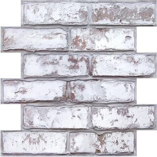 White 3D Faux Brick Wall Panel with Peel and Stick Brick Tiles, Small Size Thin PVC with Adhesive Fake Brick Background | The Home Depot