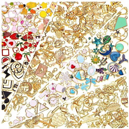 200Pcs Charms for Jewelry Making, Assorted Wholesale Mixed Bulk Metal Earring Bangle Charms for D... | Amazon (US)