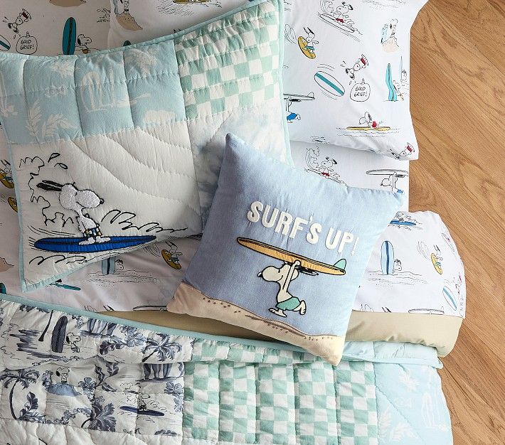 Snoopy® Surf Organic Sheet Set | Pottery Barn Kids