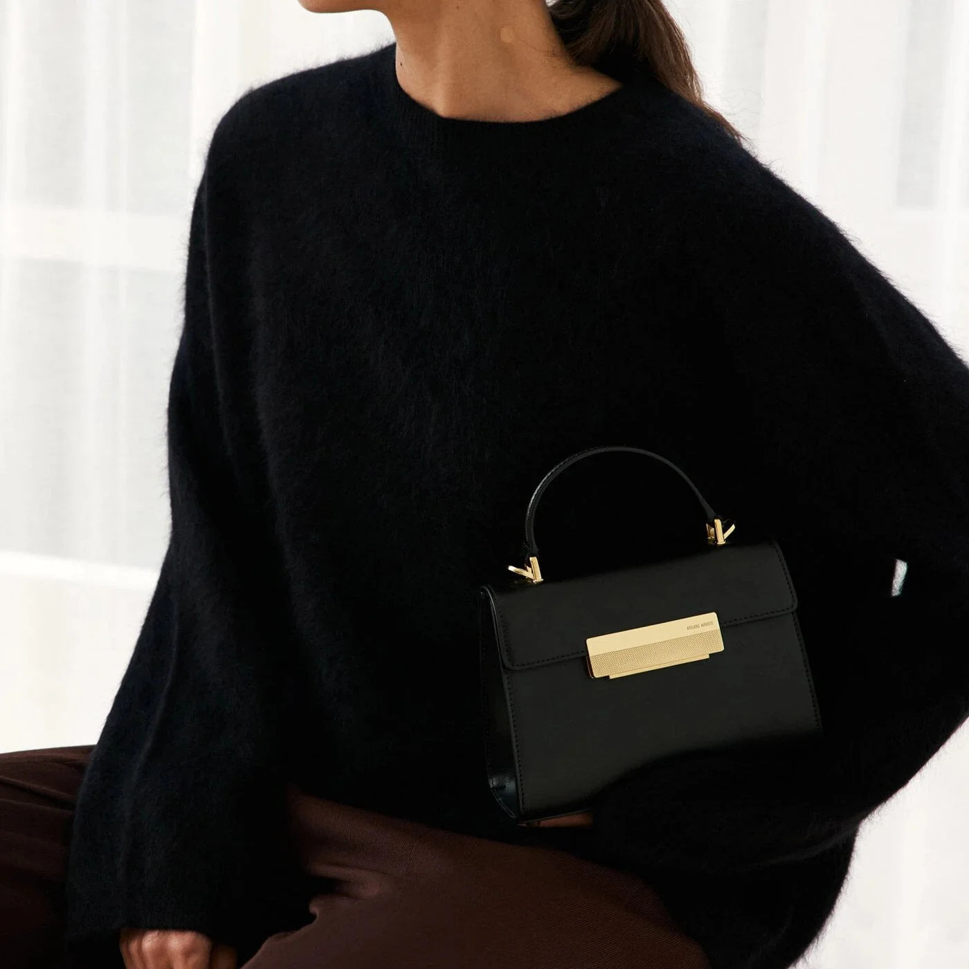 Mini Capucine Gold Edition - Black Box Leather | ATELIERS AUGUSTE