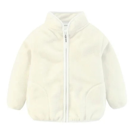 Mud Kingdom Unisex Kids Fleece Jacket Solid Color Zip Up Milk 4T | Walmart (US)