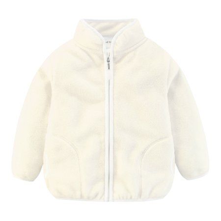 Mud Kingdom Unisex Kids Fleece Jacket Solid Color Zip Up Milk 4T | Walmart (US)