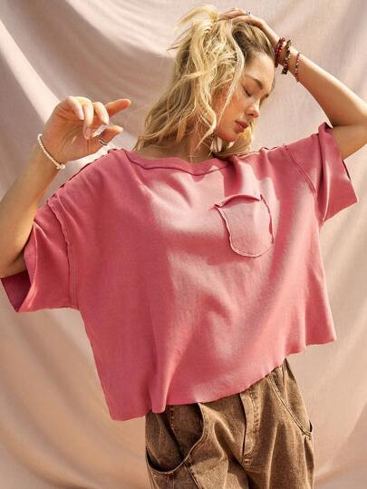 SHEIN BohoFeels Women Fashion Solid Color Loose Short Sleeve T-Shirt | SHEIN