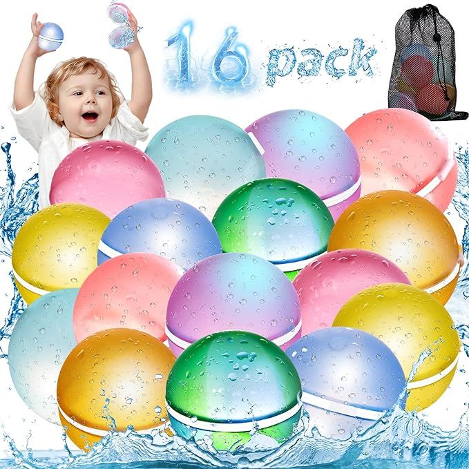 Reusable Water Balloons, Refillable Water Balloons with Mesh Bag, Quick Fill and Self Sealing, Si... | Amazon (US)