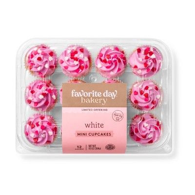 Valentine&#39;s Day White Mini Cupcakes - 10oz/12ct - Favorite Day&#8482; | Target