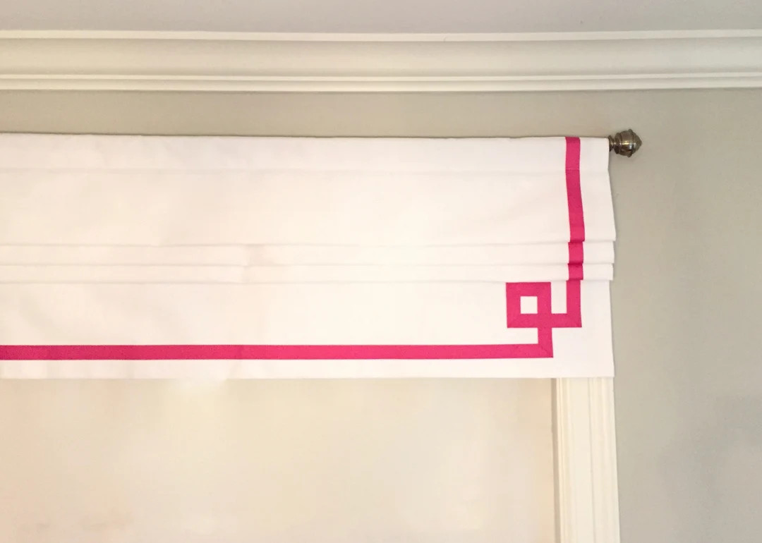 Faux (fake) Flat Roman Shade Valance, With Greek Key Banding Grosgrain Ribbon. You Choose Size an... | Etsy (US)