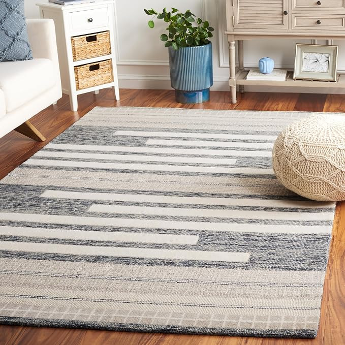 SAFAVIEH Fifth Avenue Collection Area Rug - 6' x 9', Charcoal & Ivory, Handmade Mid-Century Moder... | Amazon (US)