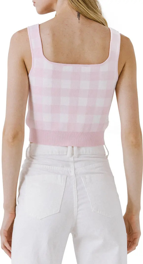 English Factory Gingham Crop Sweater Tank | Nordstrom | Nordstrom