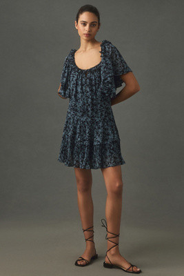 By Anthropologie Short-Sleeve Keyhole Swing Tunic Mini Dress | Anthropologie (US)
